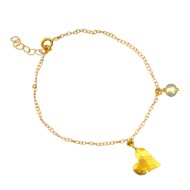 Gold plated bracelet with heart and pearl
