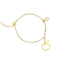 Gold plated bracelet with apple and pearl