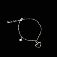 Silver bracelet with heart and pearl