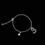 Silver bracelet with heart and pearl