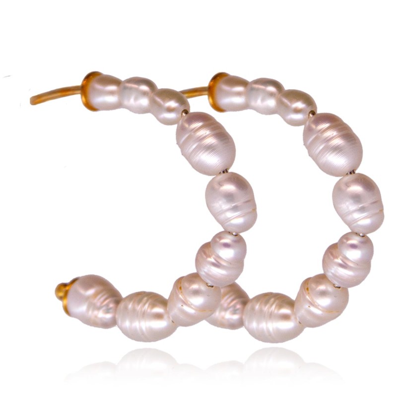 Silver rings with natural irregular pearls