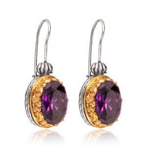 Byzantine oval earrings with amethyst