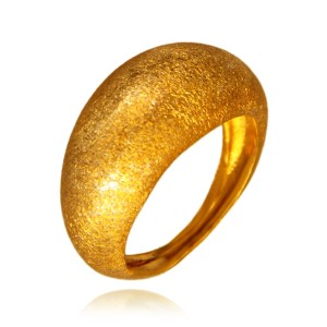 Pompom single gold plated ring