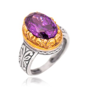 Byzantine oval ring with amethyst