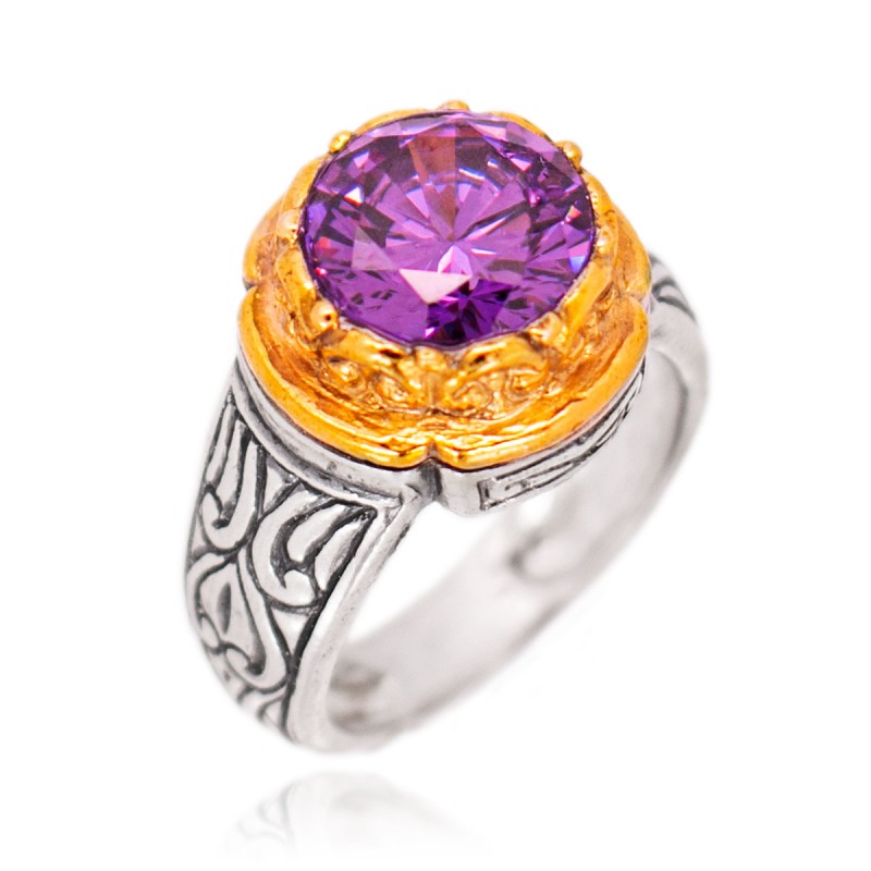 Byzantine round ring with amethyst cuts
