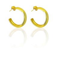 Gold plated silver textured hoop earrings