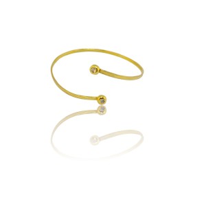 Silver handcuff bracelet gold plated with embedded stone