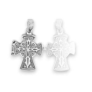 Silver opening cross for votive placement in Byzantine style