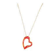 Gold plated necklace with heart with pink enamel
