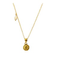 Gold plated chain with hanging sun and pearl