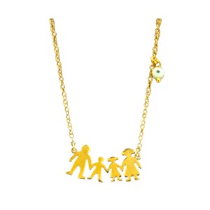 Gold plated necklace with family