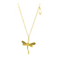 Gold plated necklace with dragonfly and pearl