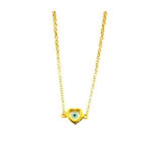 Gold plated necklace with heart shaped eye