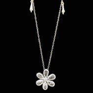 Silver necklace with flower and byzantine fringes
