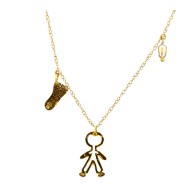 Gold plated necklace with baby boy, sole and pearl