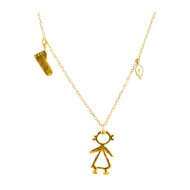Gold plated necklace with baby girl, sole and pearl