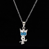 Silver necklace with owl