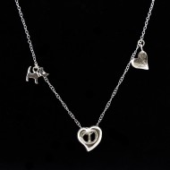 Silver necklace with hanging heart and dog