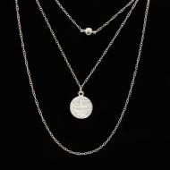 Silver triple necklace with zircon and Constantine coin