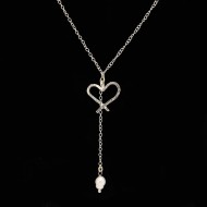 Silver necklace with heart and pearl