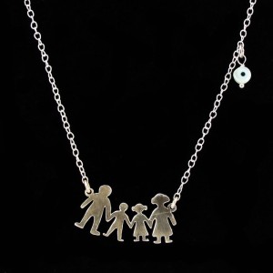 Silver necklace with family and ivory eyelet