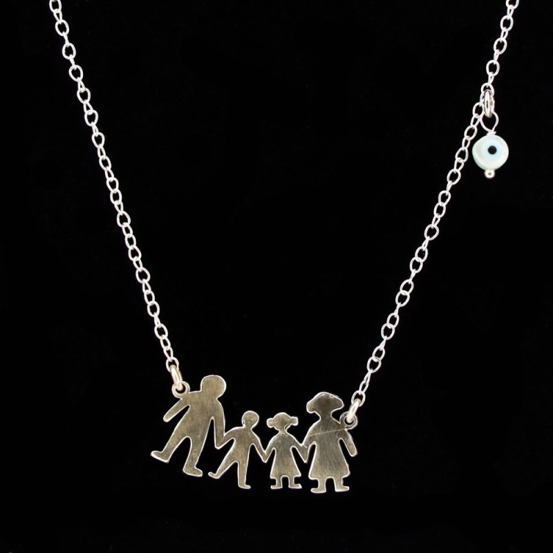 Silver necklace with family and ivory eyelet