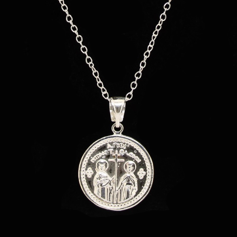 Silver necklace with large Constantine coin
