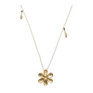 Gold plated necklace with flower and byzantine flowers