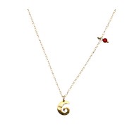 Gold plated necklace with spiral and coral