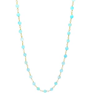 Silver rosary necklace gold plated with amazonite