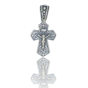 Silver two-sided cross in Byzantine style and crucifix