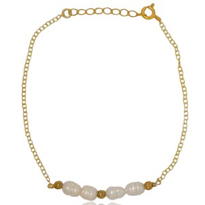 Silver bracelet gold-plated with real pearls and gold-plated elements