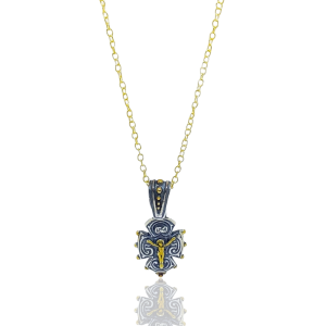 Necklace, consisting of a silver cross with gilded crucifix 