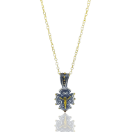 Necklace, consisting of a silver cross with gilded crucifix 