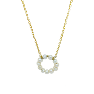 Silver gold plated necklace with natural pearls strung in a circular shape