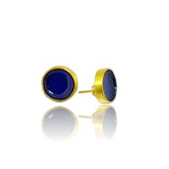 Silver textured round earrings gold plated with enamel