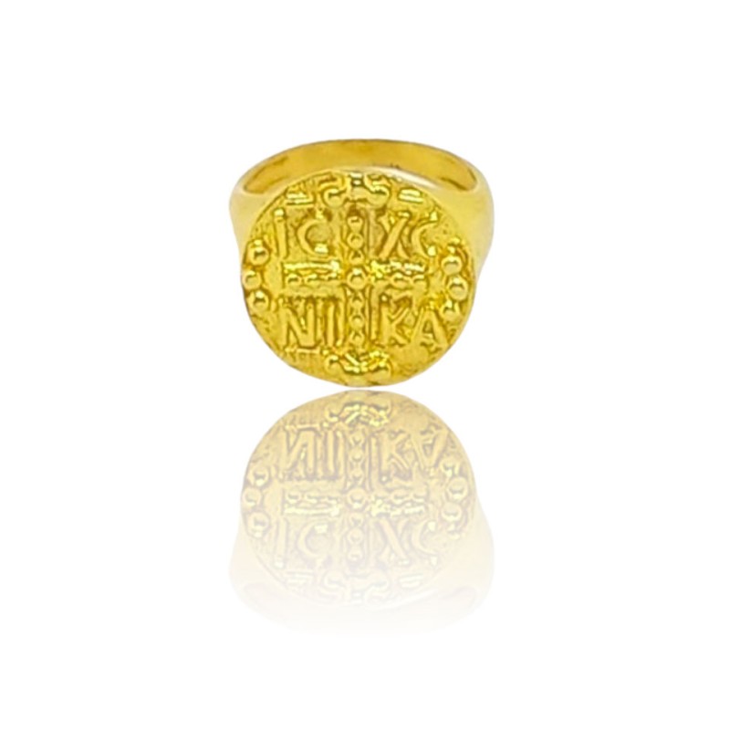 Silver ring gold plated with constantine