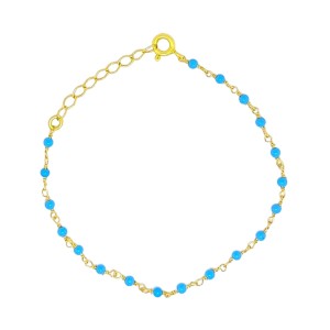 Silver rosary bracelet gold plated with turquoise stones