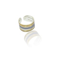 Silver textured ring one size two-tone