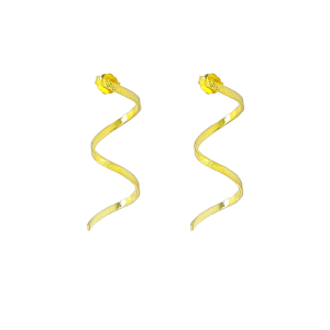 Gold plated silver snake hanging earrings