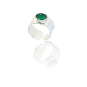 Silver forged ring one size round case with enamel