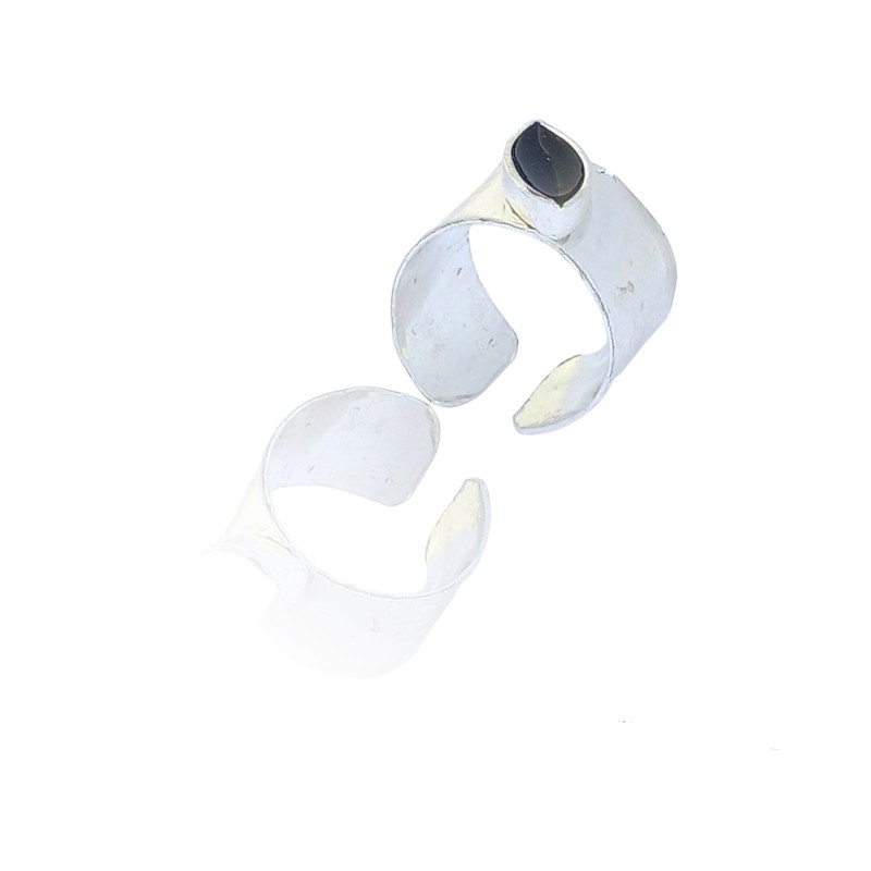 Ασημένιο δαχτυλίδι σφυρήλατο one size , με θήκη σε σχήμα μάτι με σμάλτο 