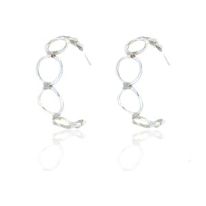 Silver hoop earrings with joined perforated circles