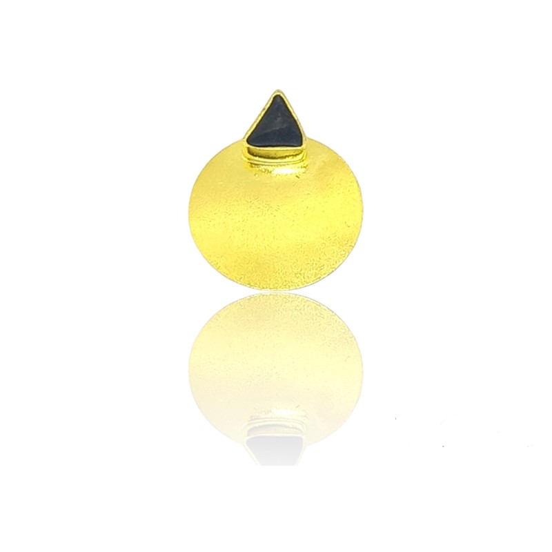 Gold plated silver textured pendant with triangle enamel case