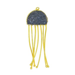Silver jellyfish shaped gold plated pendant with broken stones