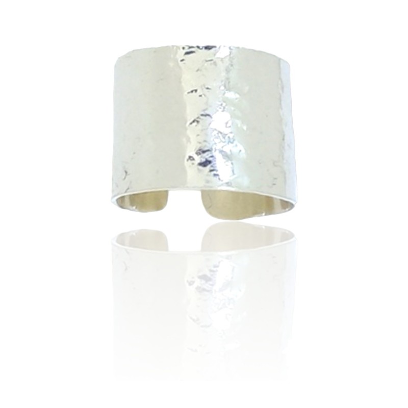 One size large silver forged ring 