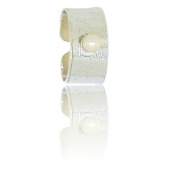 Silver textured ring small one size with pearl