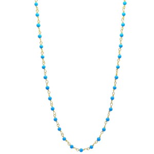 Silver rosary necklace gilded with turquoise stones